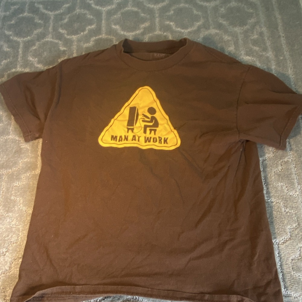 Graphic Oversized T-Shirt Brown Knit Crew Neck Short Sleeve Adults Teens